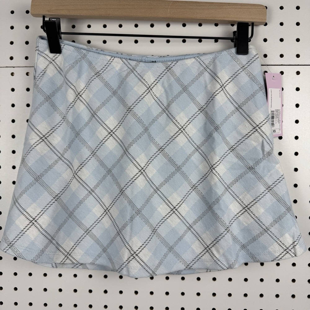 Y2K Plaid Skort Mini Blue Wild Fable XS Tennis Preppy